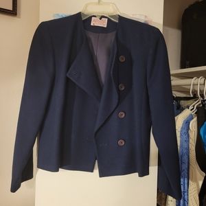 Ladies Navy 100% wool blazer jacket, size 6